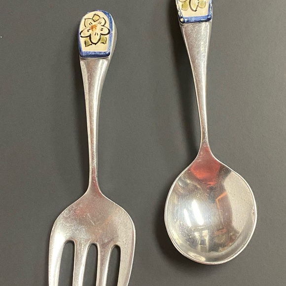 Aluminum Metal Salad Spoon Fork Serving Set - Picture 3 of 10
